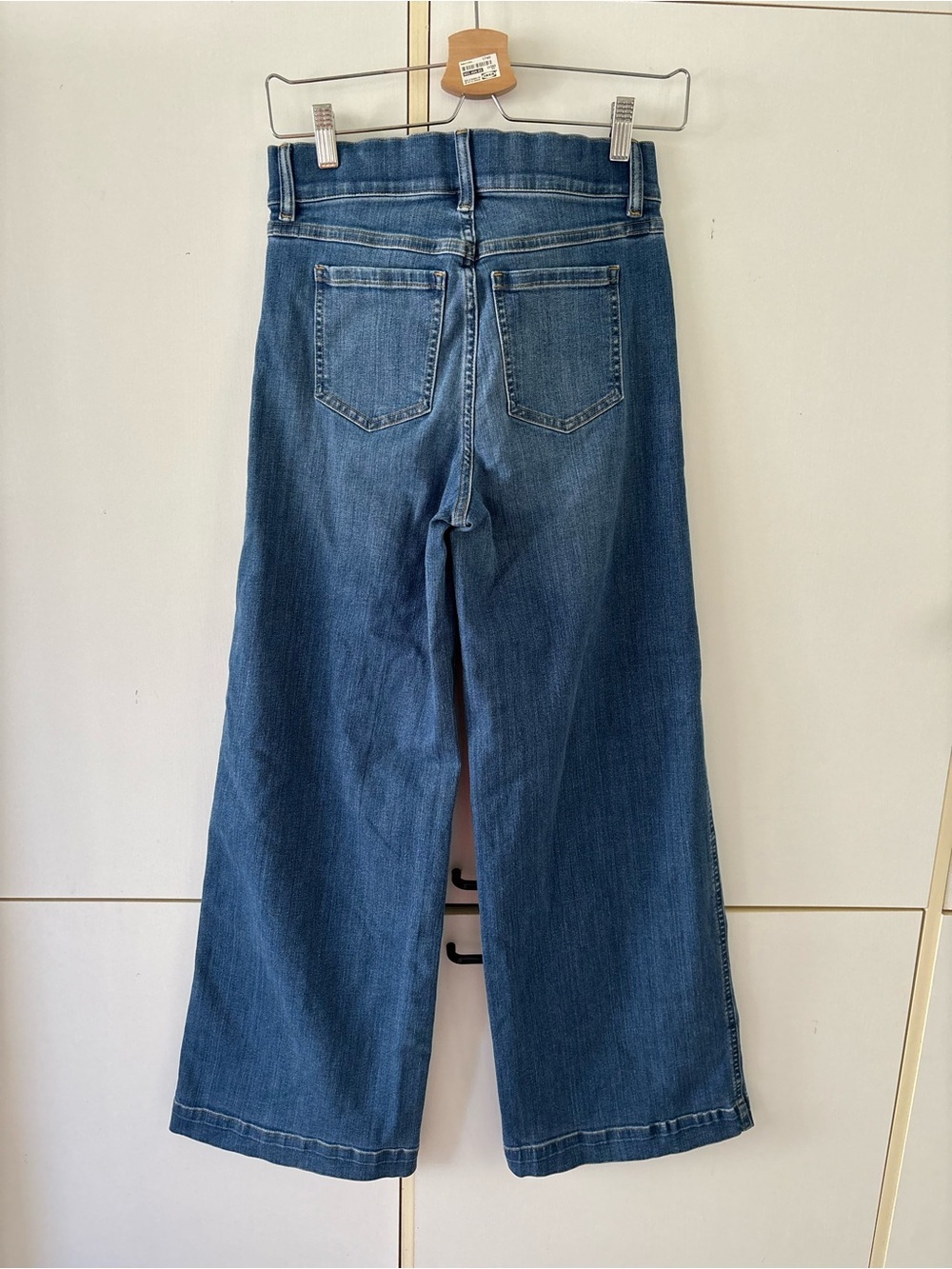 SPANX Vintage Indigo Wide Leg Jeans Size Small Pull-On Shaping Denim Boho Casual - Picture 4 of 14